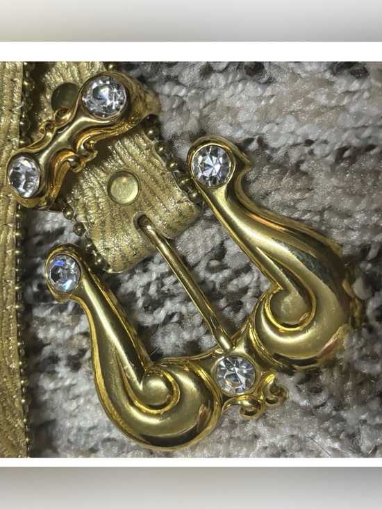 BB Simon Leather Gold Metallic Animal Print Studded Belt 31” W/Large Crystals main image 10